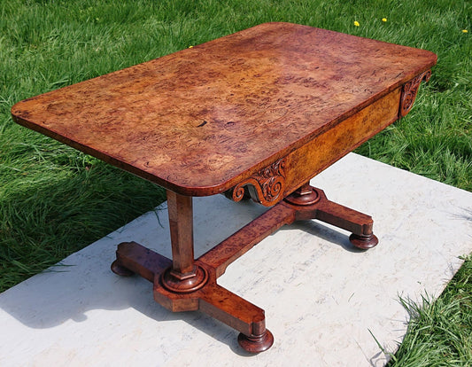 Great Colour Burr Oak Freestanding Antique 19th Century Library Table