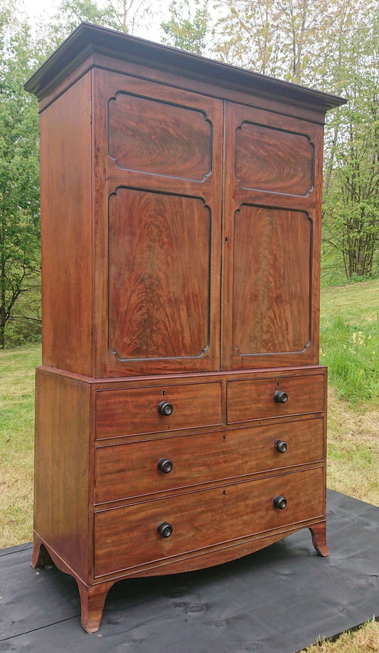 Early 19th Century Mahogany Linen Press