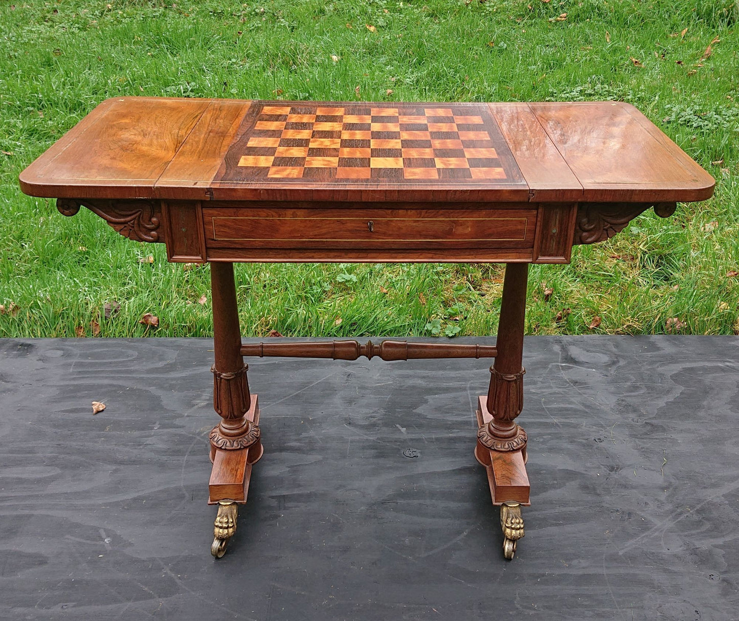 Early 19th Century Regency Games Table with Removable Chess and Backgammon Boards, Attributed to Gillows