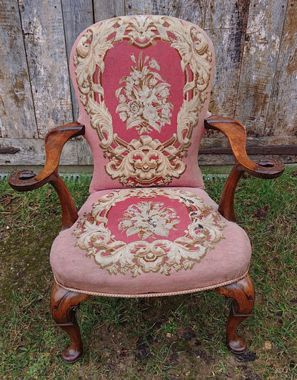 Very Decorative Country House Library Chair In the Queen Anne Fashion