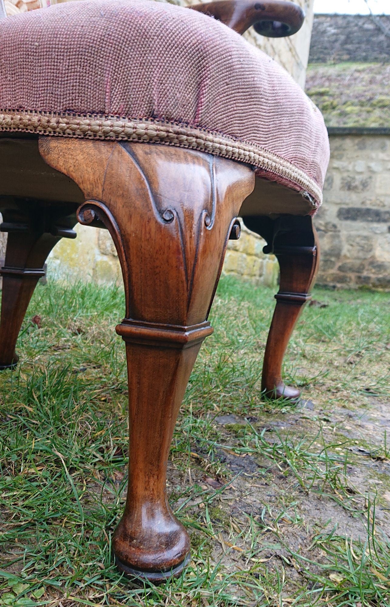 Very Decorative Country House Library Chair In the Queen Anne Fashion