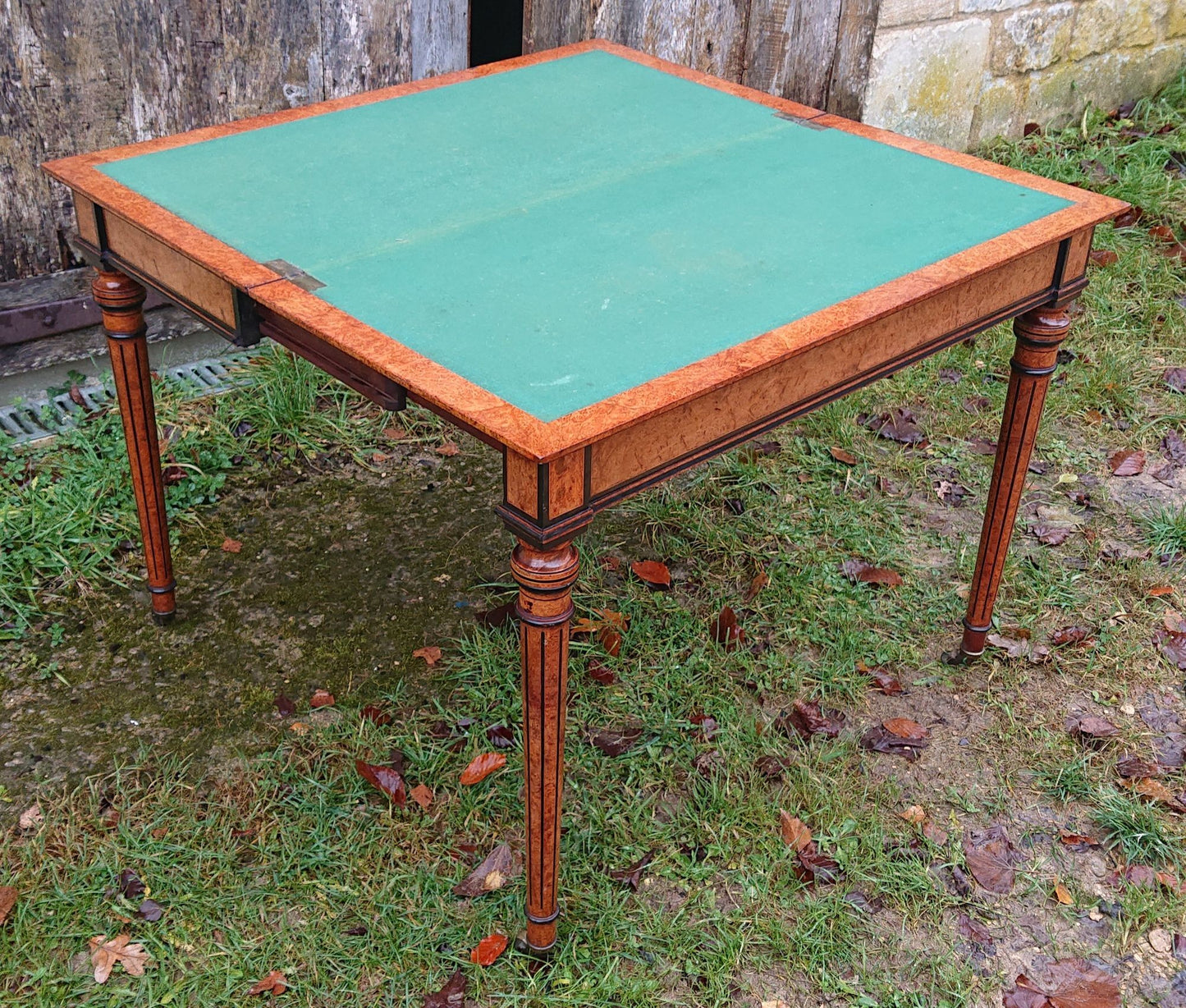 19th Century Amboyna Card Table attributed to Gregory and Co, Regent Street, London.