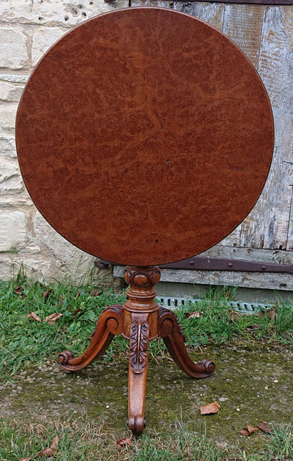 Very Fine Quality 19th Century Amboyna Tripod Wine Table