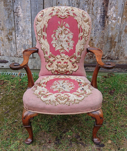 Very Decorative Country House Library Chair In the Queen Anne Fashion