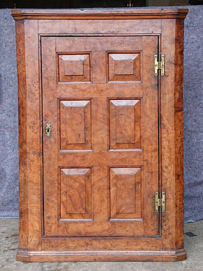 Mid 18th Century Burr Oak Corner Cupboard