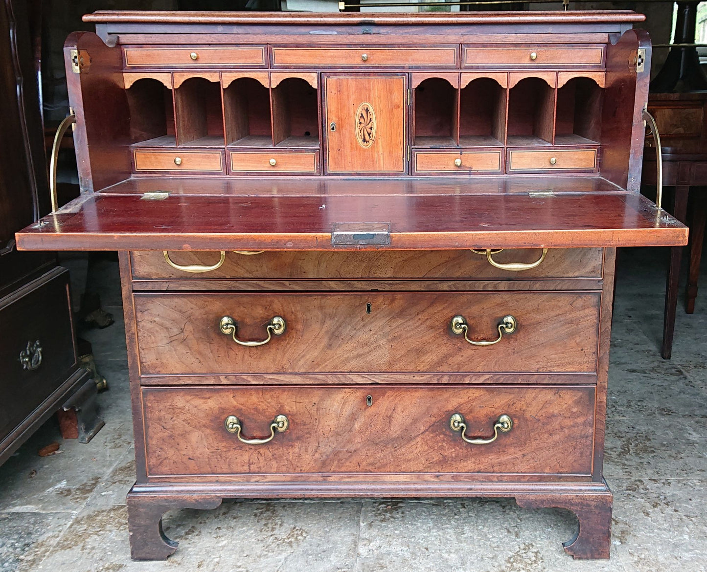 18th Century George III Period Mahogany Antique Secretaire Chest of Drawers