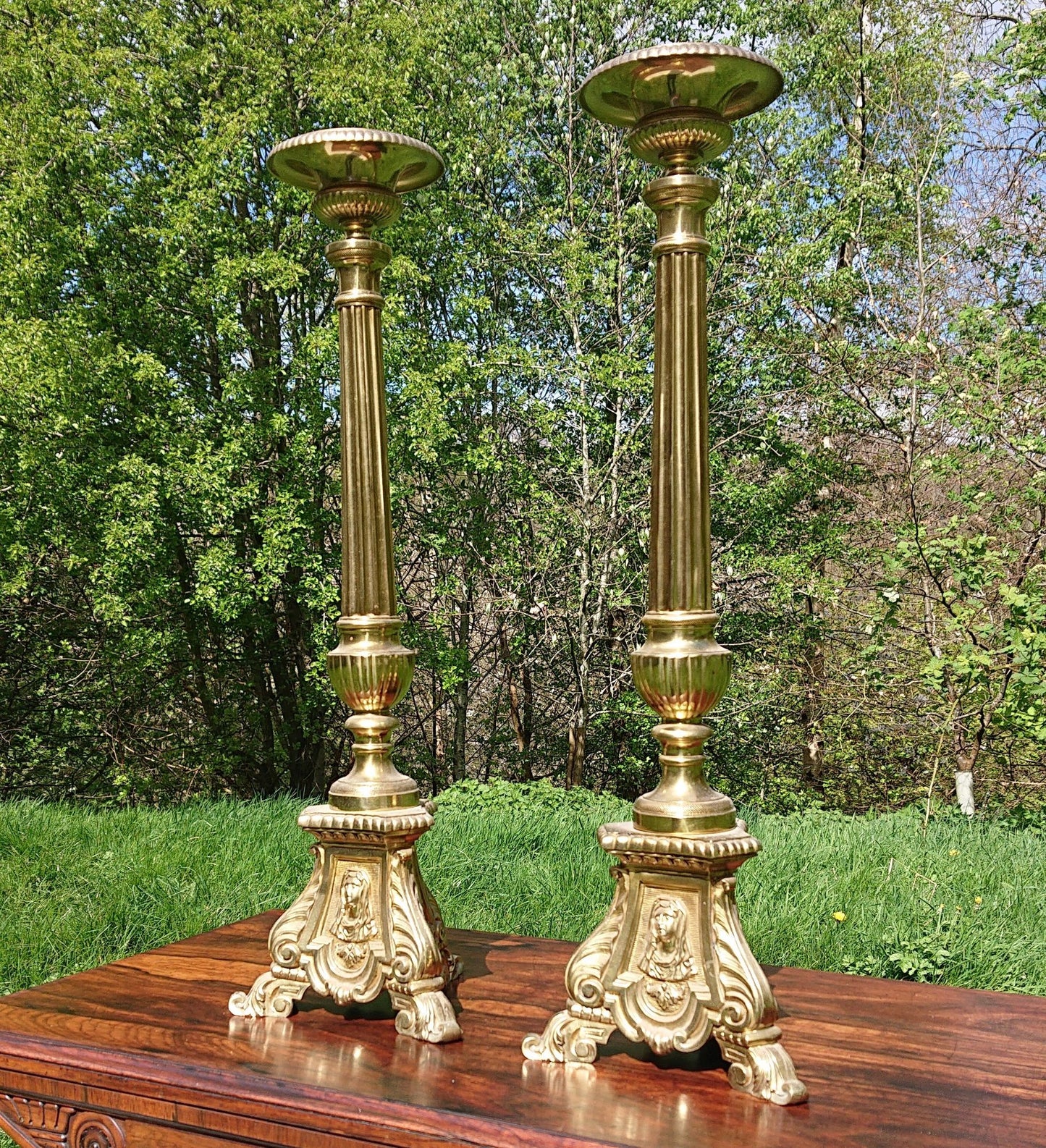 Massive Pair of Victorian Floor Standing Candlesticks or Prickets