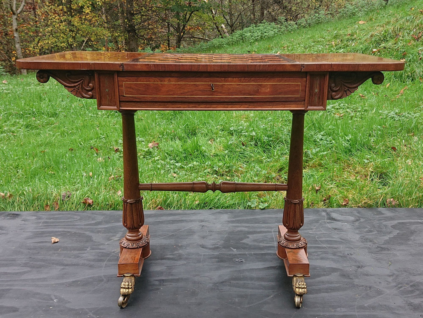 Early 19th Century Regency Games Table with Removable Chess and Backgammon Boards, Attributed to Gillows