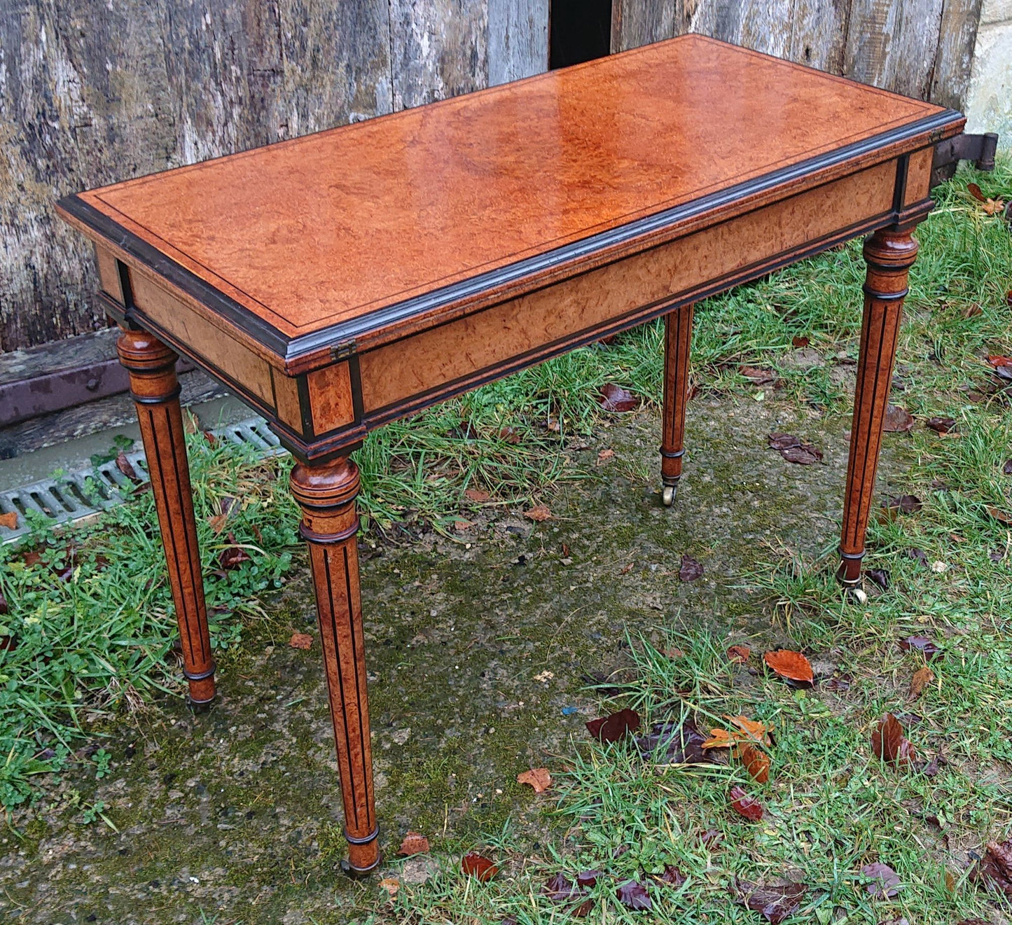 19th Century Amboyna Card Table attributed to Gregory and Co, Regent Street, London.