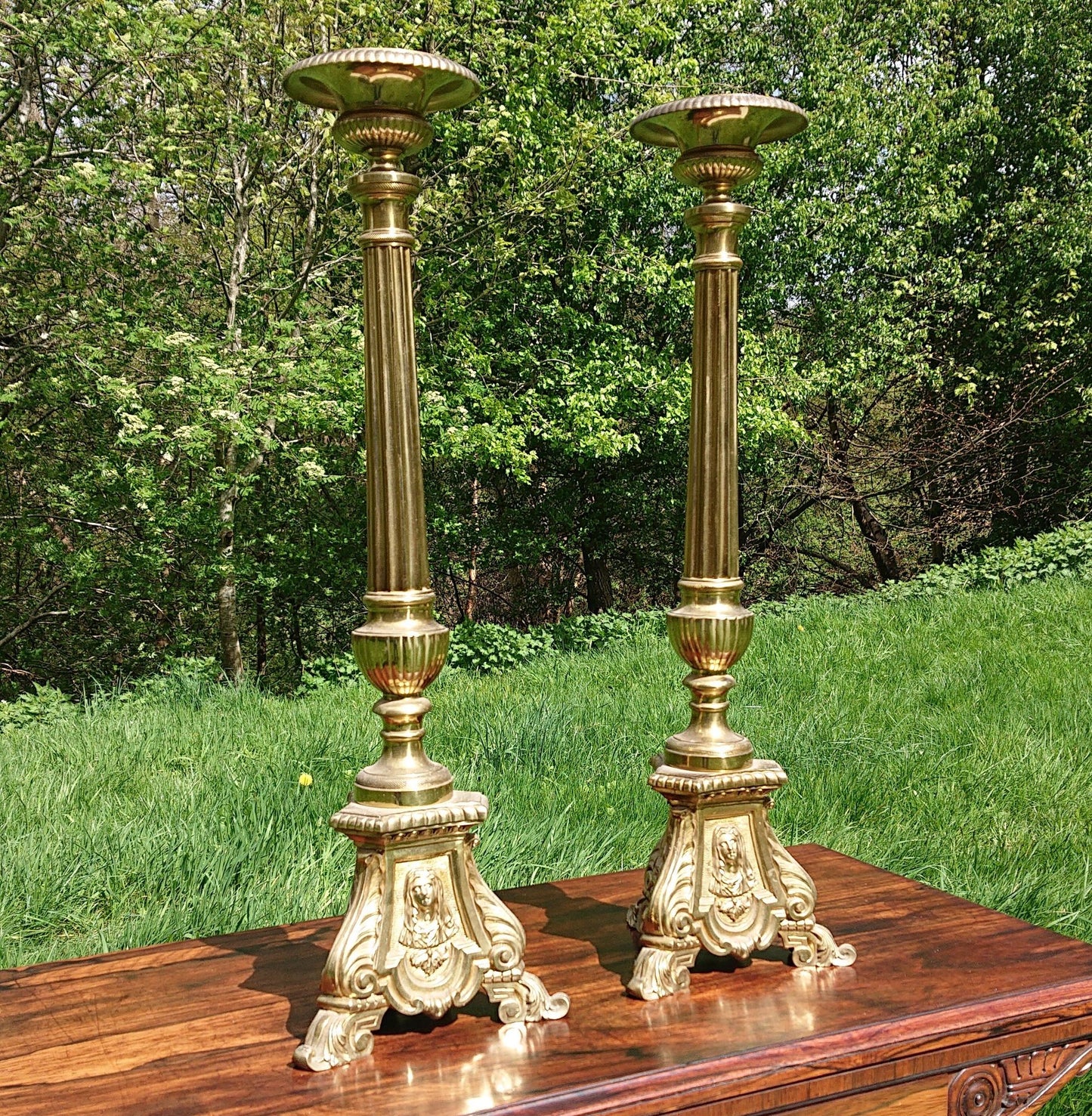 Massive Pair of Victorian Floor Standing Candlesticks or Prickets