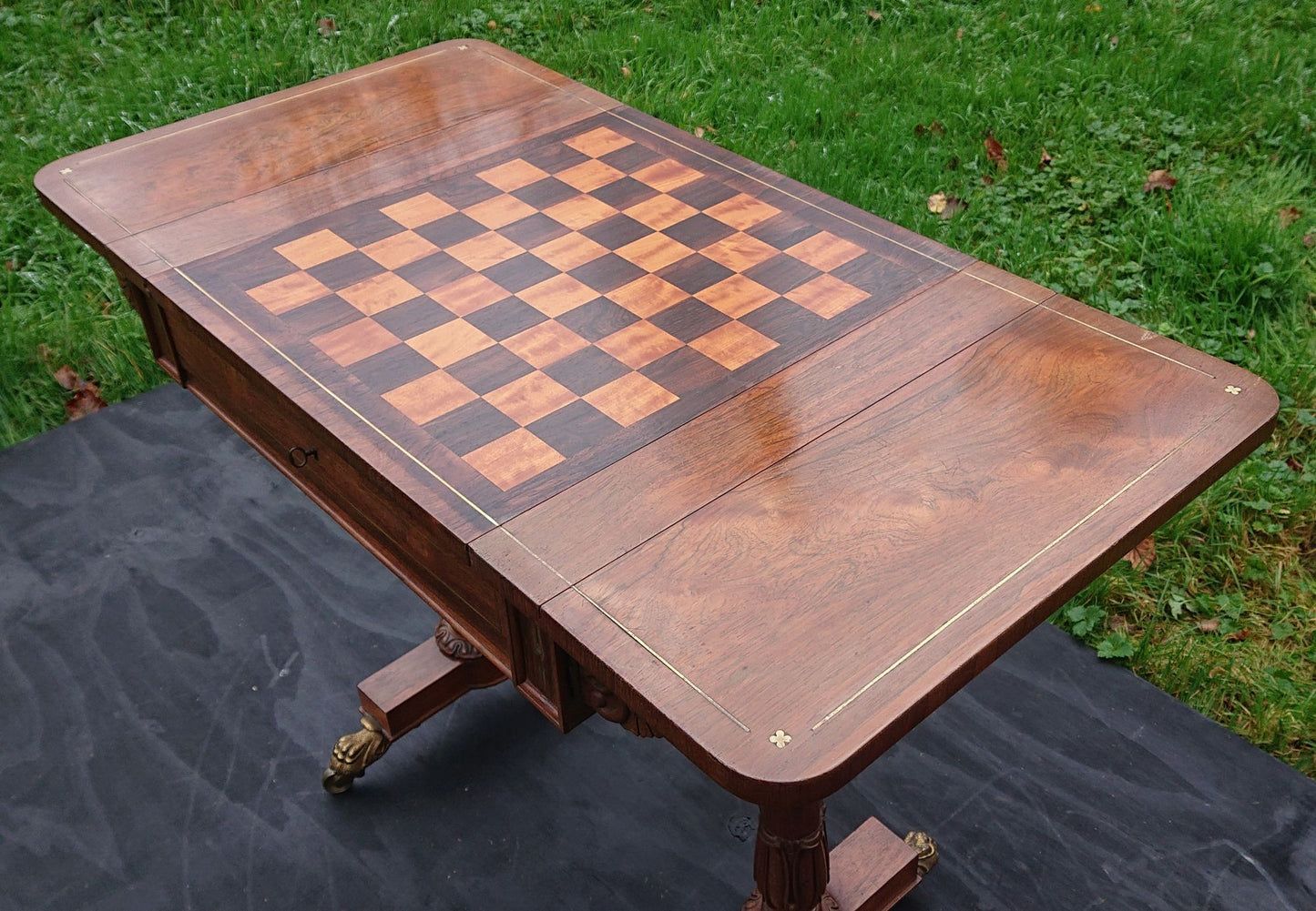 Early 19th Century Regency Games Table with Removable Chess and Backgammon Boards, Attributed to Gillows