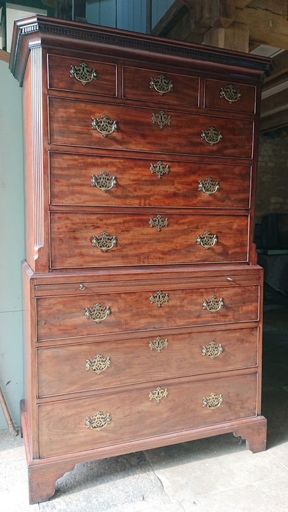 18th Century George III Period Mahogany Chest on Chest