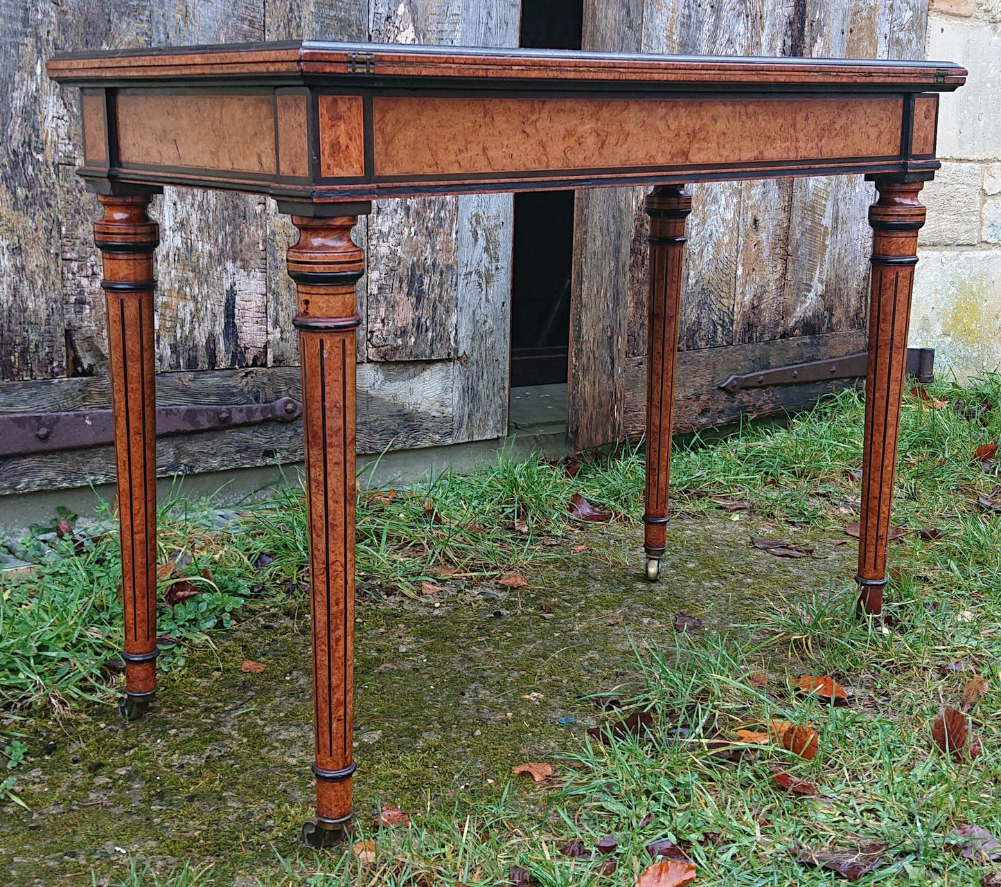 19th Century Amboyna Card Table attributed to Gregory and Co, Regent Street, London.