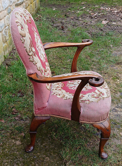 Very Decorative Country House Library Chair In the Queen Anne Fashion