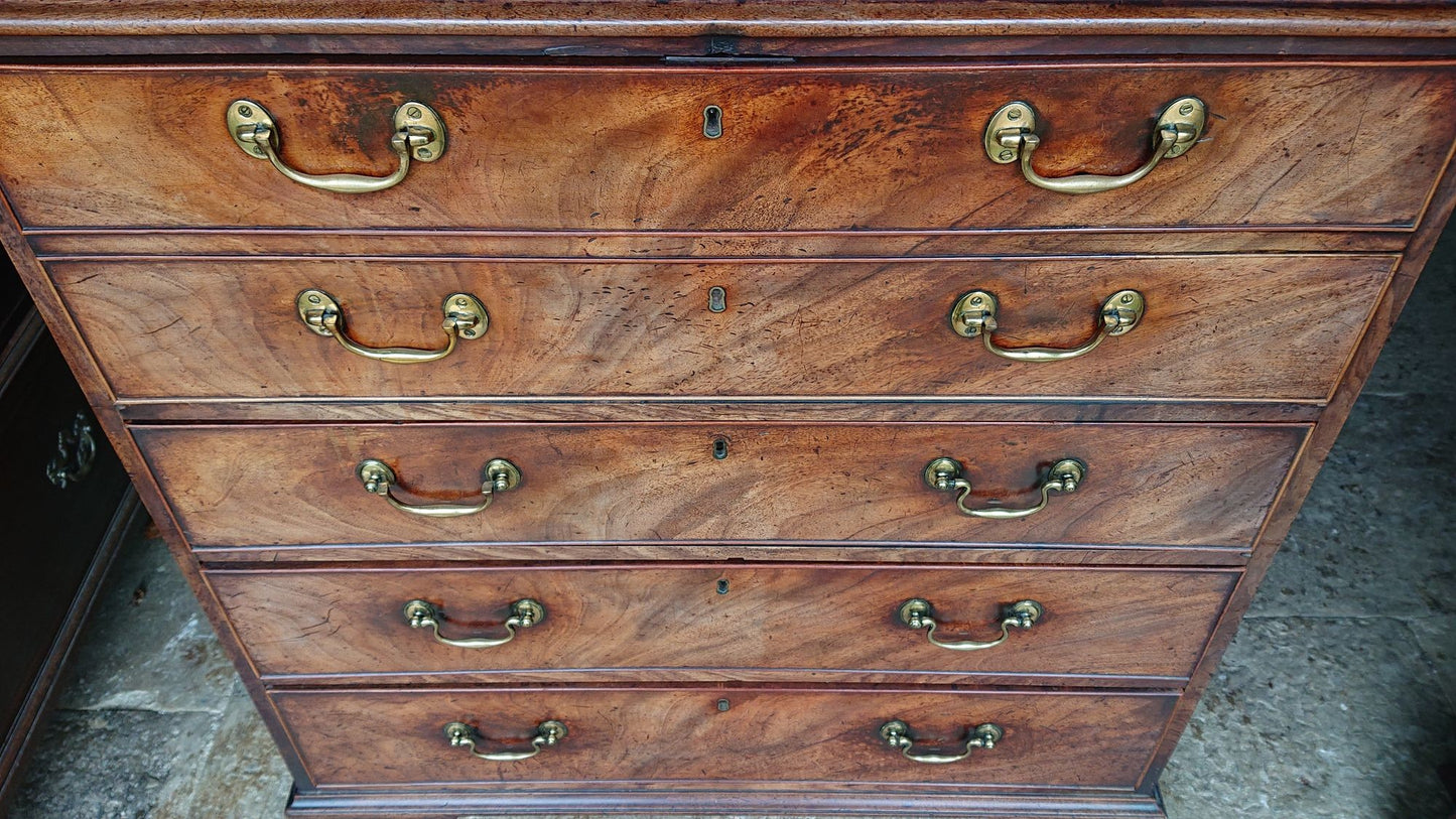 18th Century George III Period Mahogany Antique Secretaire Chest of Drawers