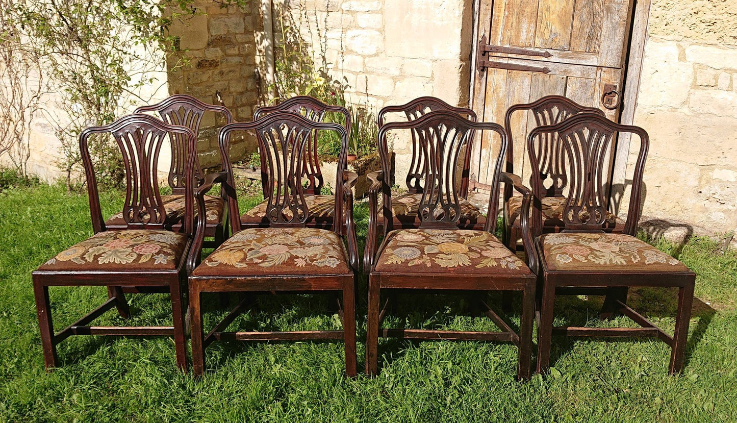 Set of Eight Eighteenth Century Dining Chairs