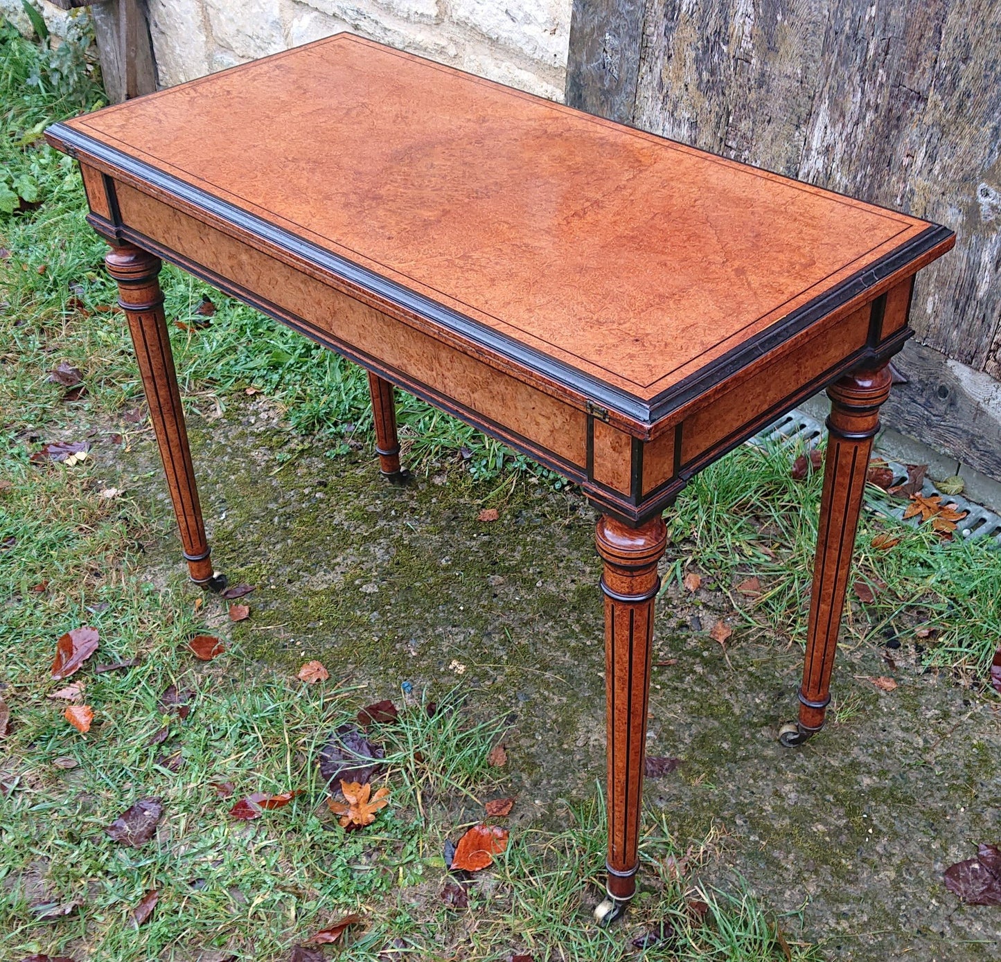 19th Century Amboyna Card Table attributed to Gregory and Co, Regent Street, London.