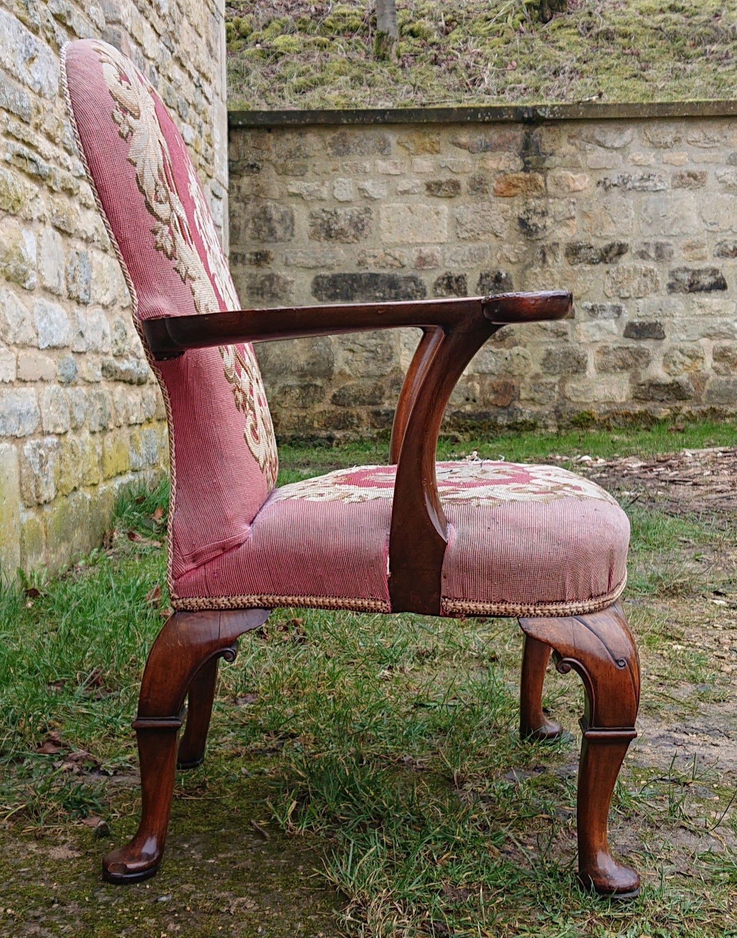 Very Decorative Country House Library Chair In the Queen Anne Fashion