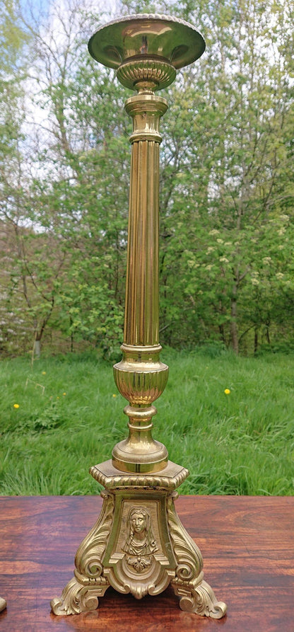 Massive Pair of Victorian Floor Standing Candlesticks or Prickets