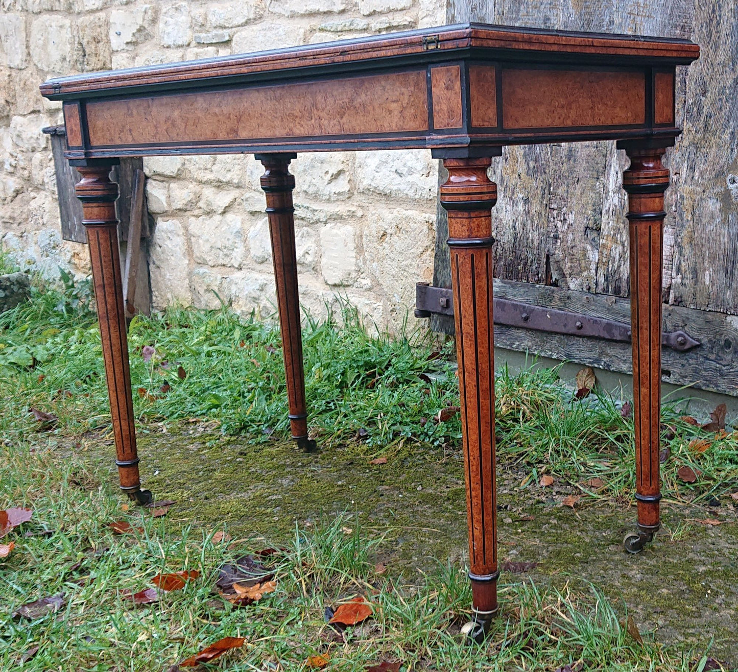 19th Century Amboyna Card Table attributed to Gregory and Co, Regent Street, London.