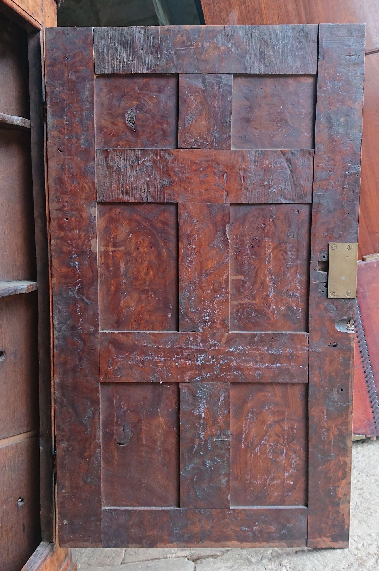 Mid 18th Century Burr Oak Corner Cupboard