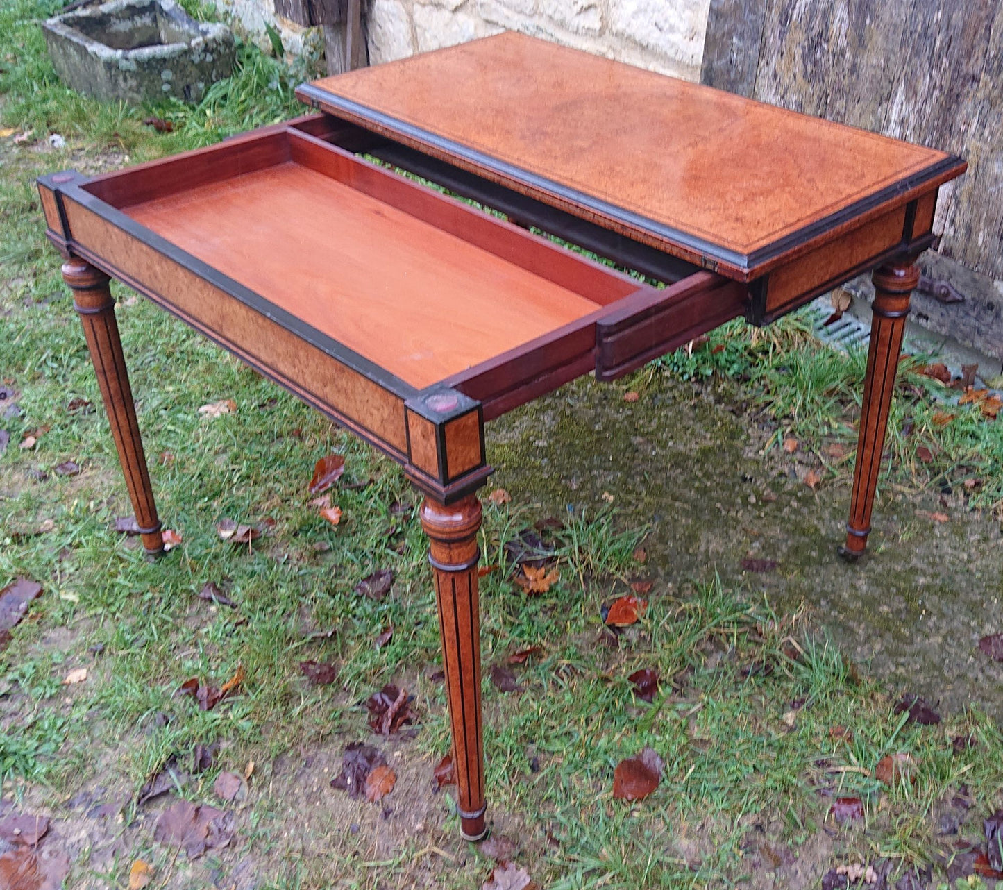 19th Century Amboyna Card Table attributed to Gregory and Co, Regent Street, London.