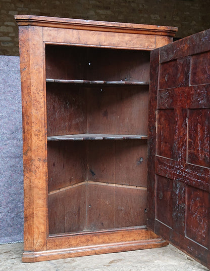 Mid 18th Century Burr Oak Corner Cupboard